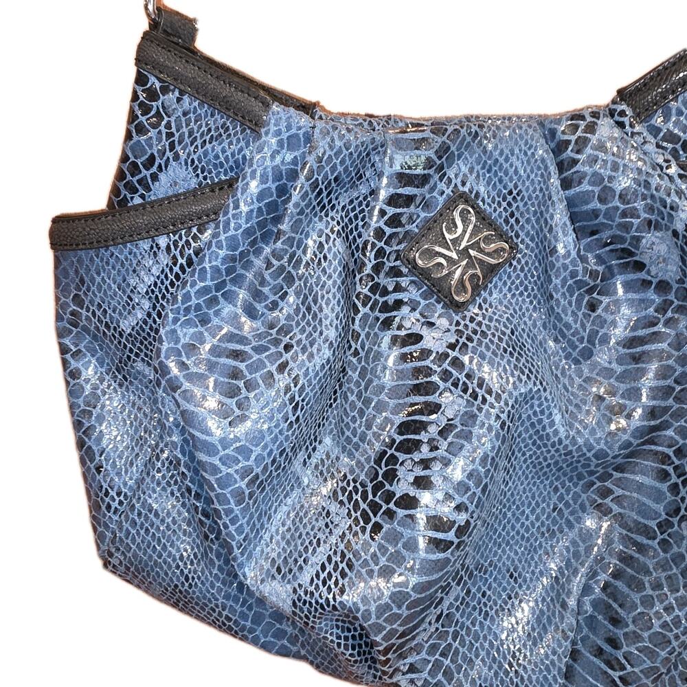 Vintage Simply Vera Wang Blue Black Snake Skin Purse Shoulder Hobo Bag Y2K - Picture 2 of 5